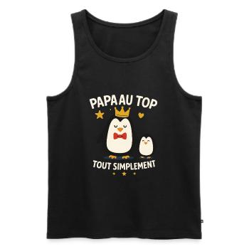 Papa au top idée cadeau fête des pères Noël - Débardeur bio Premium Homme - noir - Devant - Michal (187cm)