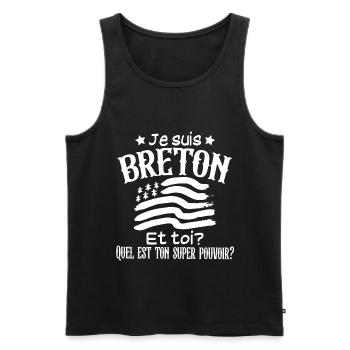 Breton Bretagne Brest Région France Cadeau Fête - Débardeur bio Premium Homme - noir - Devant - AI Model Male 178 light (178cm)