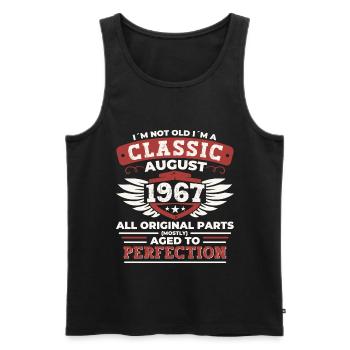 Born in 1967 Classic Birthday Gift August - Men's Premium Organic Tank Top - black - Front - Michal (187cm)