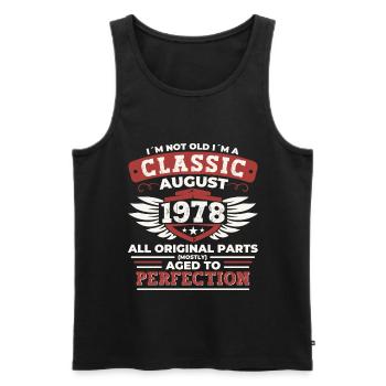 Born in 1978 Classic Birthday Gift August - Men's Premium Organic Tank Top - black - Front - Michal (187cm)