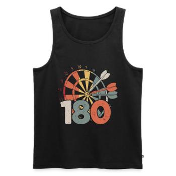 Retro Dart Motifs & Vintage Dartboard 180 Dart - Men's Premium Organic Tank Top - black - Front - AI Model Male 178 light (178cm)