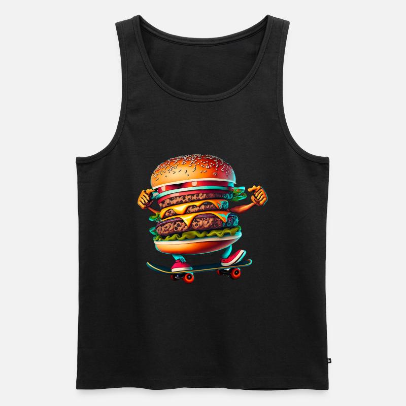Cheeseburger Skateboard Skater - Männer Premium Bio Tank Top - Schwarz