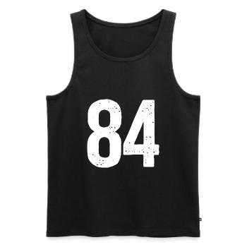 84 Zahlen Weiß - Männer Premium Bio Tank Top - Schwarz - Vorne - AI Model Male 178 light (178cm)