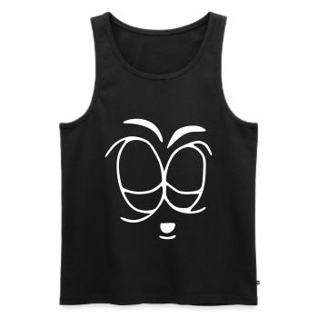 Emoji esquisse fatigué blanc - Débardeur bio Premium Homme - noir - Devant - Michal (187cm)