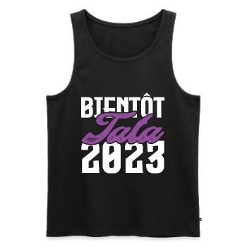 Cadeau Annonce grossesse bientôt Tata 2023. Tante. - Débardeur bio Premium Homme - noir - Devant - AI Model Male 178 light (178cm)