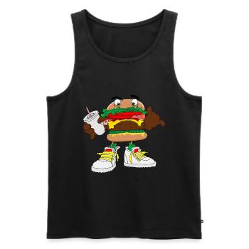 burgers, hamburgers, cheeseburgers, restauration rapide - Débardeur bio Premium Homme - noir - Devant - AI Model Male 178 light (178cm)