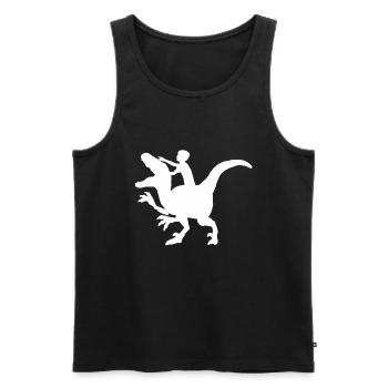 Enfant chevauche Velociraptor T-Rex dinosaure Raptor - Débardeur bio Premium Homme - noir - Devant - Michal (187cm)