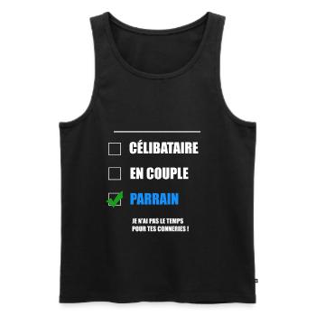 PARRAIN CELIBATAIRE - Débardeur bio Premium Homme - noir - Devant - Michal (187cm)