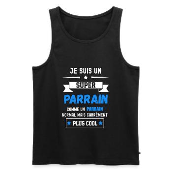 SUPER PARRAIN COMME PARRAIN NORMAL - Débardeur bio Premium Homme - noir - Devant - Michal (187cm)