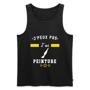 je peux pas j'ai peinture pinceau humour - Débardeur bio Premium Homme - noir - Devant - Michal (187cm)