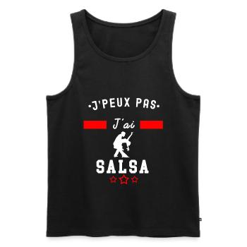 je peux pas j'ai salsa humour - Débardeur bio Premium Homme - noir - Devant - Michal (187cm)