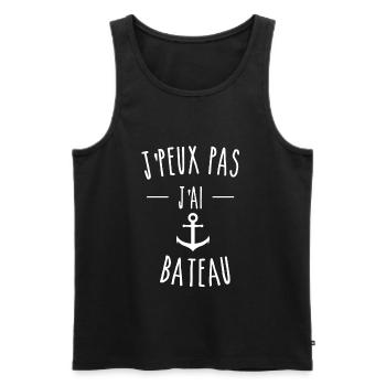 j peux pas j'ai bateau - Débardeur bio Premium Homme - noir - Devant - Michal (187cm)
