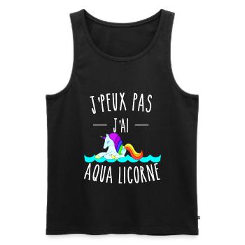 je peux pas j'ai aqua licorne - Débardeur bio Premium Homme - noir - Devant - AI Model Male 178 light (178cm)