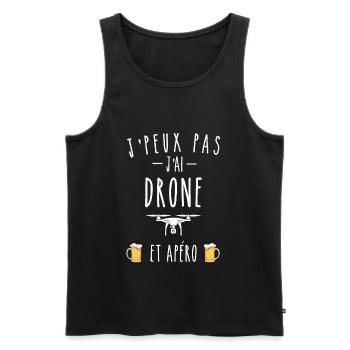 j'peux pas j'ai drone et apéro - Débardeur bio Premium Homme - noir - Devant - Michal (187cm)