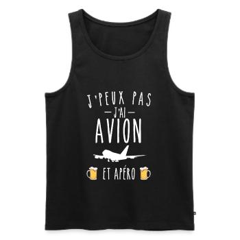 j'peux pas j'ai avion et apéro - Débardeur bio Premium Homme - noir - Devant - Michal (187cm)