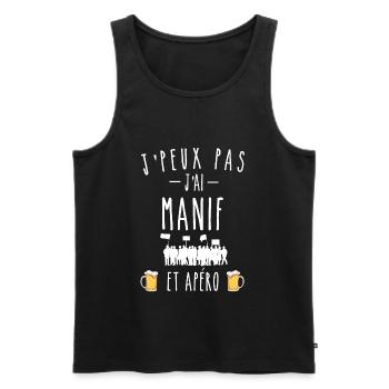 j'peux pas j'ai manif et apéro - Débardeur bio Premium Homme - noir - Devant - AI Model Male 178 light (178cm)