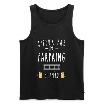 parpaing et apéro - Débardeur bio Premium Homme - noir - Devant - Michal (187cm)