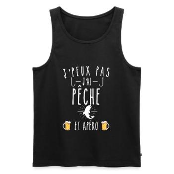 pêche et apéro - Débardeur bio Premium Homme - noir - Devant - Michal (187cm)