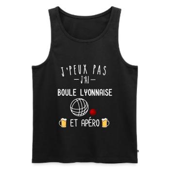 je peux pas j'ai boule lyonnaise et apéro - Débardeur bio Premium Homme - noir - Devant - Michal (187cm)