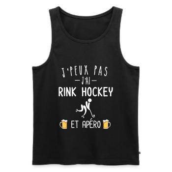 je peux pas j'ai rink hockey et apéro - Débardeur bio Premium Homme - noir - Devant - AI Model Male 178 light (178cm)