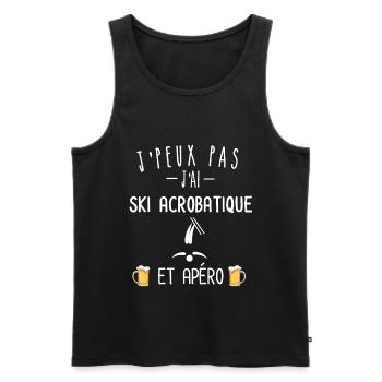 je peux pas j'ai ski acrobatique et apéro - Débardeur bio Premium Homme - noir - Devant - Michal (187cm)