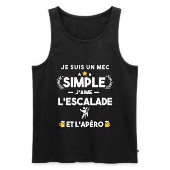 escalade et apéro humour cadeau - Débardeur bio Premium Homme - noir - Devant - Michal (187cm)