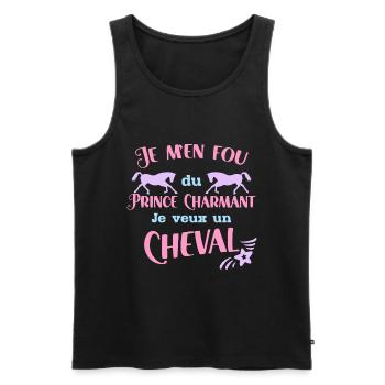 Je M'en Fou Du Prince Charmant Cadeau Cavalières - Débardeur bio Premium Homme - noir - Devant - Michal (187cm)