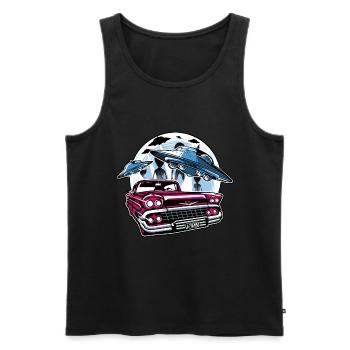 alien angriff auf die erde - Männer Premium Bio Tank Top - Schwarz - Vorne - AI Model Male 178 light (178cm)