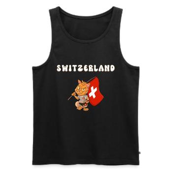 Chat suisse - Débardeur bio Premium Homme - noir - Devant - Michal (187cm)