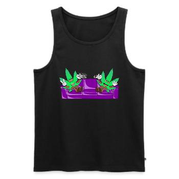 Die Blooms - Weed Cannabis Stoned Couch Chiller - Männer Premium Bio Tank Top - Schwarz - Vorne - Michal (187cm)