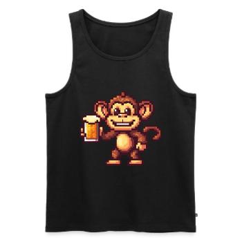 Monkey Beer Party Funny - Men's Premium Organic Tank Top - black - Front - Michal (187cm)
