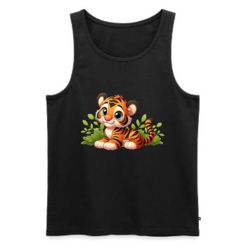 Tiger 10 - Men's Premium Organic Tank Top - black - Front - Michal (187cm)