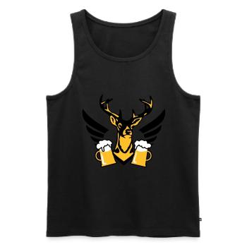 Chic Hirsch aile bière d'une chope de bière - Débardeur bio Premium Homme - noir - Devant - AI Model Male 178 light (178cm)