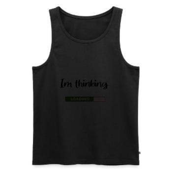 Ich denke, englischer Spruch, Humor, fun - Männer Premium Bio Tank Top - Schwarz - Vorne - AI Model Male 178 light (178cm)