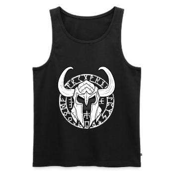 Wikinger Krieger Helm nordische Mythologie design - Männer Premium Bio Tank Top - Schwarz - Vorne - Michal (187cm)