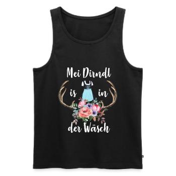 Mon Dirndl est dans la lessive - Débardeur bio Premium Homme - noir - Devant - AI Model Male 178 light (178cm)