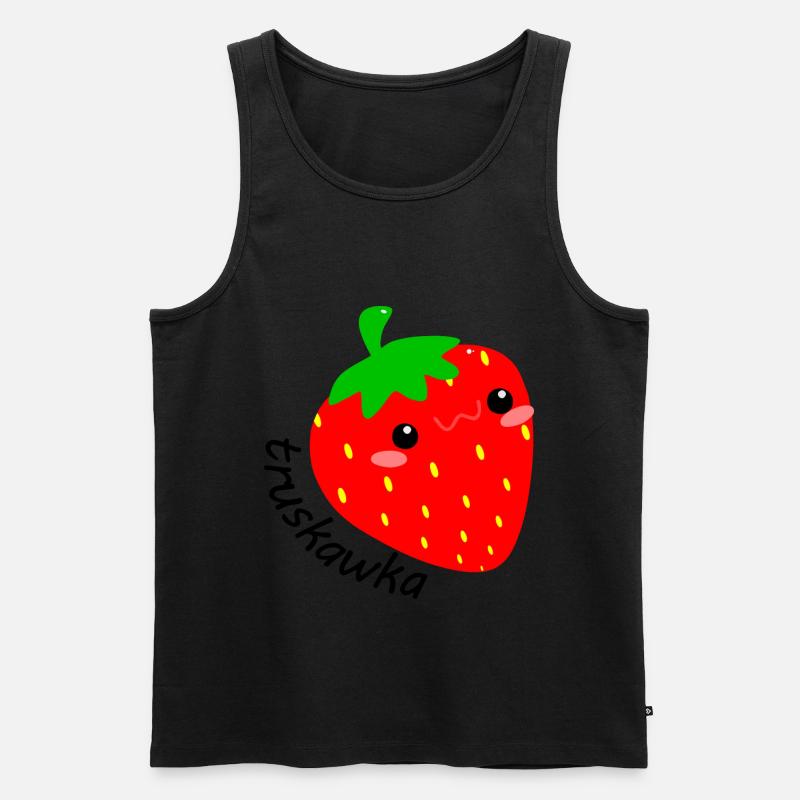 Erdbeere, Truskawka - Männer Premium Bio Tank Top - Schwarz