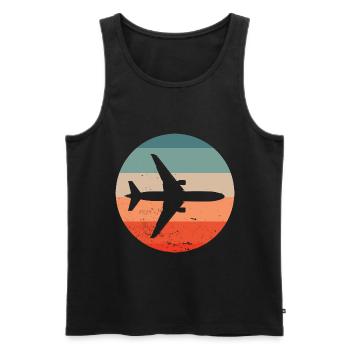 Avion pilote rétro rétro - Débardeur bio Premium Homme - noir - Devant - Michal (187cm)