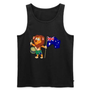 Lion with the Australia flag - Men's Premium Organic Tank Top - black - Front - Michal (187cm)