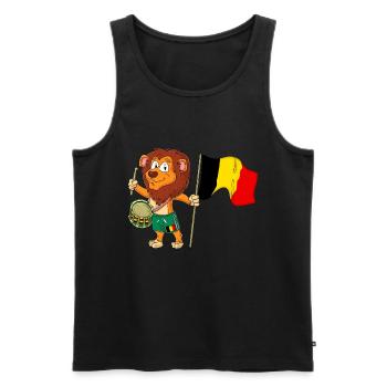 Lion au drapeau belge - Débardeur bio Premium Homme - noir - Devant - Michal (187cm)