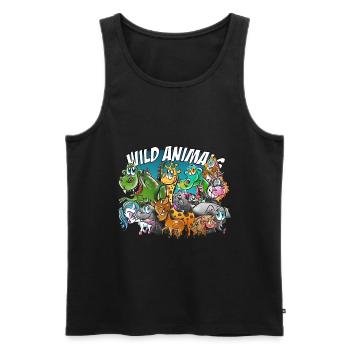 Wild Animals, Drache, Dino, Pferd, Einhorn, Mops - Männer Premium Bio Tank Top - Schwarz - Vorne - AI Model Male 178 light (178cm)
