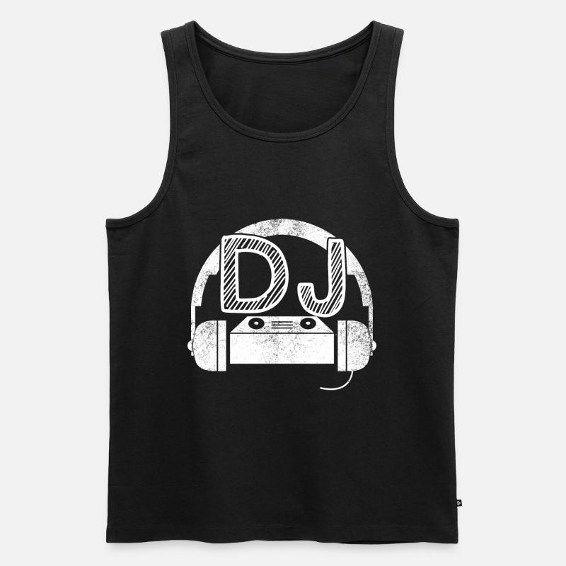DJ Mischpult mit Kopfhörern - Männer Premium Bio Tank Top - Schwarz