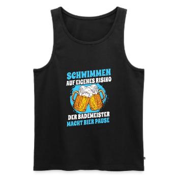 Schwimmen Auf Eigenes Risiko Bademeister Spruch - Männer Premium Bio Tank Top - Schwarz - Vorne - AI Model Male 178 light (178cm)