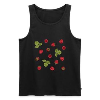 For raspberry lovers: delicious raspberry pattern - Men's Premium Organic Tank Top - black - Front - AI Model Male 178 light (178cm)