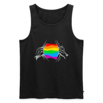 T-shirt gay fierté - Débardeur bio Premium Homme - noir - Devant - Michal (187cm)
