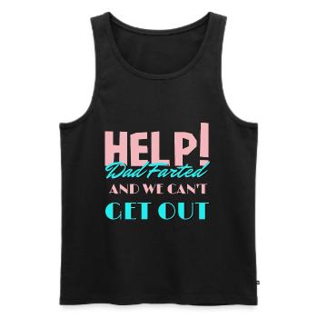 Hilfe! Papa hat gefurzt und wir können am Vatertag nicht raus - Männer Premium Bio Tank Top - Schwarz - Vorne - AI Model Male 178 light (178cm)