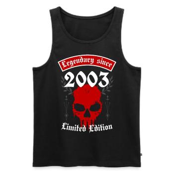 Legende seit 2003 - Männer Premium Bio Tank Top - Schwarz - Vorne - AI Model Male 178 light (178cm)