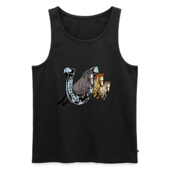Pferde Hufeisen,Rennsport,Rennpferd Shirt Geschenk - Männer Premium Bio Tank Top - Schwarz - Vorne - Michal (187cm)