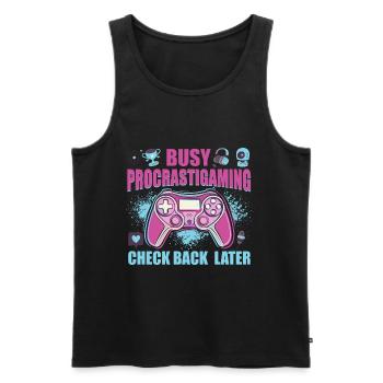 Gamer Busy Procrastigaming Gaming - Men's Premium Organic Tank Top - black - Front - AI Model Male 178 light (178cm)