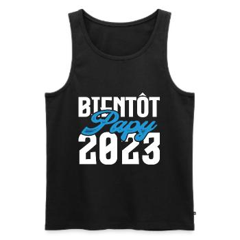 Cadeau Annonce grossesse bientôt Papy 2023. - Débardeur bio Premium Homme - noir - Devant - Michal (187cm)